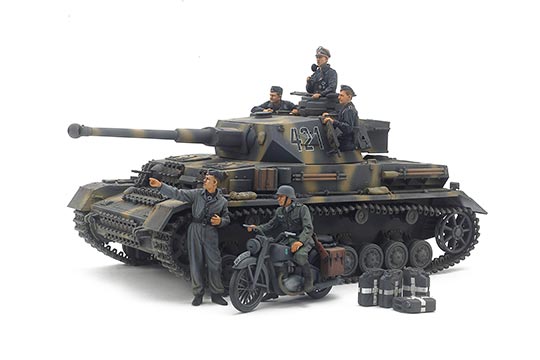 militaire Tamiya Panzer IV Ausf.G et Motocycliste